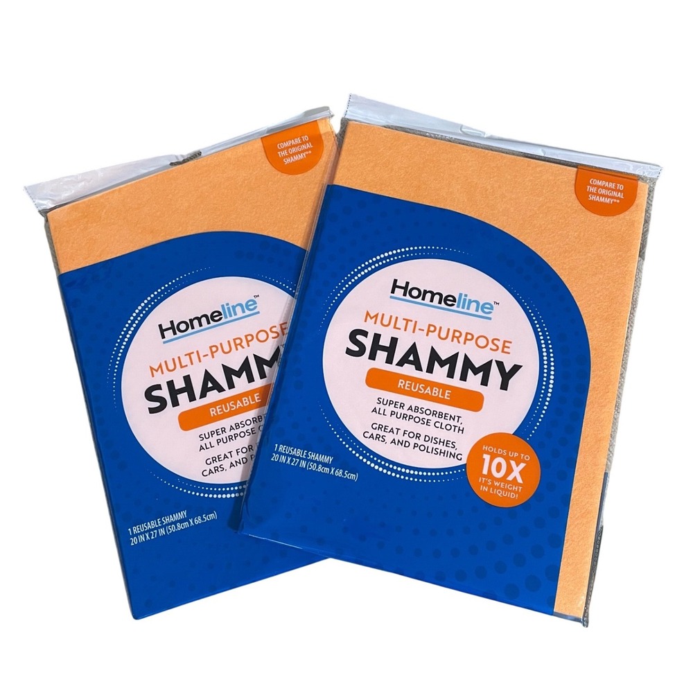 2 Pack HomeLine Multi-Purpose Shammy Reusable Absorbent Cloth 20x27‎ Orange